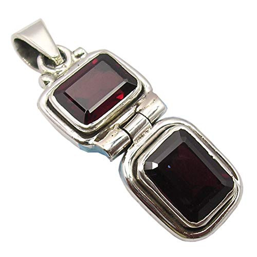 SilverStarJewel 925 Solid Silver 6 x 8, 7 x 9 mm Garnet January Birthstone Pendant 3.3 cm SilverStarJewel 925 Solid Silver 6 x 8, 7 x 9 mm Garnet January Birthstone Pendant 3.3 cm