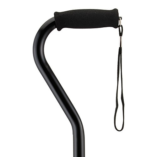 NOVA Designer Walking Cane with Offset Handle, Lightweight Adjustable Walking Stick with Carrying Strap, Black