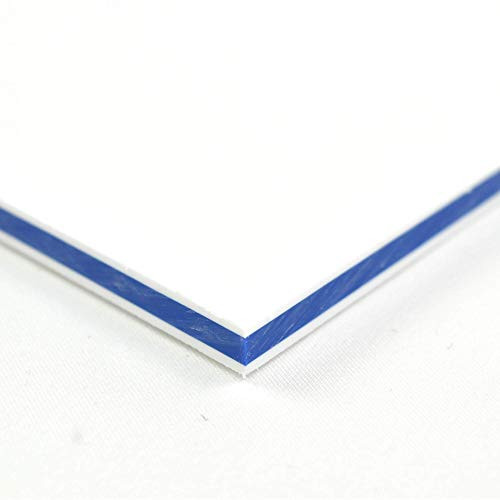 BuyPlastic King ColorCore Plastic Sheet 1/4" x 12" x 24" White-Blue-White Color Core, HDPE Board, High Density Polyethylene Panel