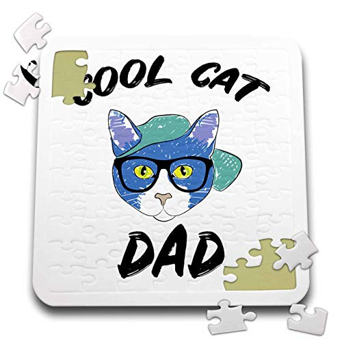 3dRose Cool Cat Dad with Clipart of a cat in a hat and Glasses. - Puzzles -pzl-337804-2-