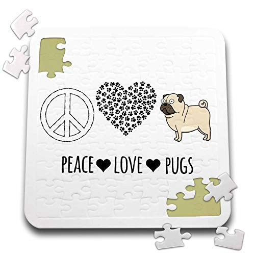 3dRose Peace Love Pugs with Peace Sign, paw Heart, and Pug Clip Art. - Puzzles -pzl-337906-2-