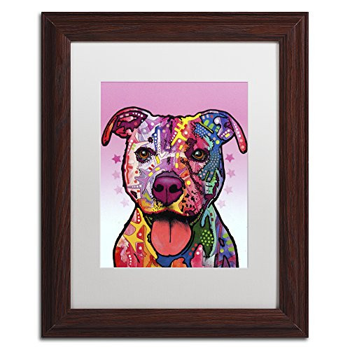 Cherish The Pitbull by Dean Russo, White Matte, Wood Frame 11x14-Inch