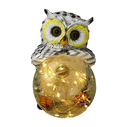 Uwariloy Garden Owl Statue Solar Light Outdoor Decorative, Garden Decor Ornaments Owl Figurines Solar Power LED Resin Night Light for Landscape Patio Backyard Decor Lawn