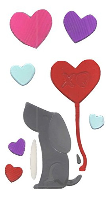 Impact Innovations Valentine Reusable Gel Window Clings ~ Puppy Love, Colorful Hearts -9 Clings, 1 Sheet- Impact Innovations Valentine Reusable Gel Window Clings ~ Puppy Love, Colorful Hearts -9 Clings, 1 Sheet-