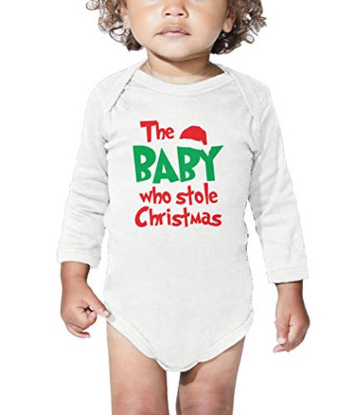 Haase Unlimited The Baby Who Stole Christmas - Cute Long Sleeve Bodysuit -White, Newborn- Haase Unlimited The Baby Who Stole Christmas - Cute Long Sleeve Bodysuit -White, Newborn-