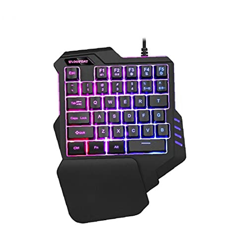 One Handed Keyboard One-Handed Non-Mechanical Gaming Keyboard RGB LED Backlit Portable Mini Gaming Keypad G92 Colorful 1pc