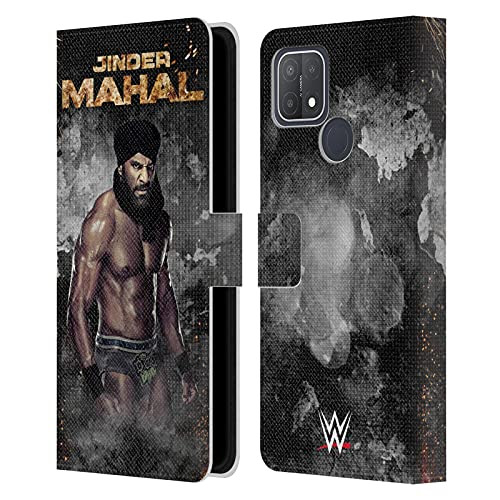 Head Case Designs Officially Licensed WWE LED Image Jinder Mahal Leather Book Wallet Case Cover Compatible with Oppo A15