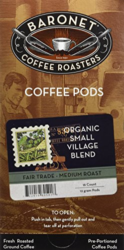 Baronet Coffee Fair Trade Organic Small Village Blend Mega Coffee Pods, 48 Count