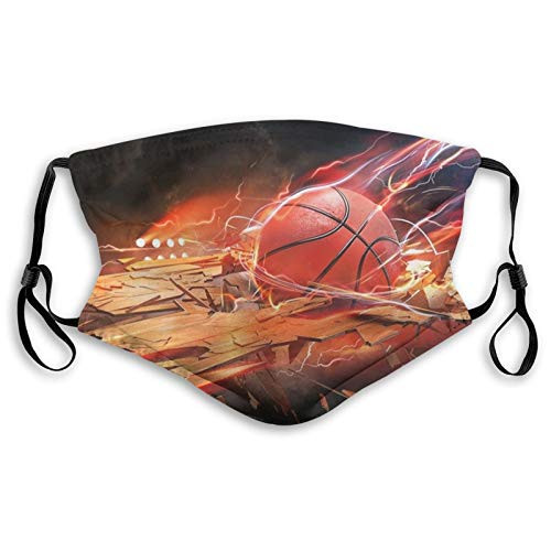 LAIPUTER Cool Bright Basketball Fashion Face Mask With Filter Pocket Washable Face Bandanas Dust-Proof Balaclava Reusable Fabric Mask For Men Women