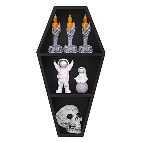 Wall Decor Coffin Shelf- Spooky Gothic Decor for Home,Black Floating Wooden Shelf for Wall or Table Top,Witchy Room Decor for Oddities and Curiosities