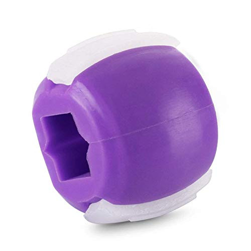 FOTLL Jaw Exerciser Double Chin Reducer Eliminator for Jawline Shaper, Face and Neck Fitness Ball Exerciser for Men Women Neck Toning Exerciser Double Chin Reducer,Purple-50LBS