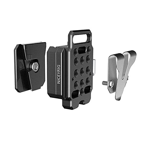 NICEYRIG V-Lock Quick Release Base Plate with Belt Clip Buckle, Multi-purpose Camera Baseplate for Tripod, V Mount Battery, Video Light - 443