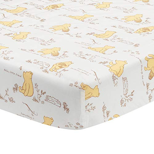 Lambs  and  Ivy Disney Baby Storytime Pooh 100 percent Cotton Fitted Crib Sheet - White