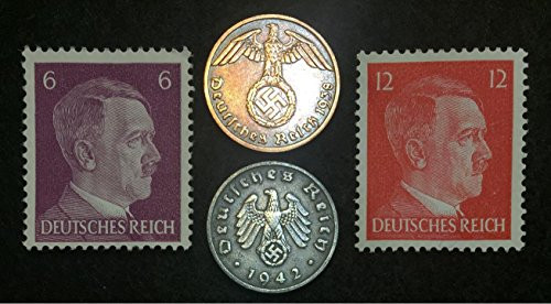 Authentic Rare Nazi 3rd Reich Reichspfennig with SWASTIKA and Hitler Stamp Collection Lot, Long History - Long time Worth, Suitable for Collectors Authentic Rare Nazi 3rd Reich Reichspfennig with SWASTIKA and Hitler Stamp Collection Lot, Long History - Long time Worth, Suitable for Collectors