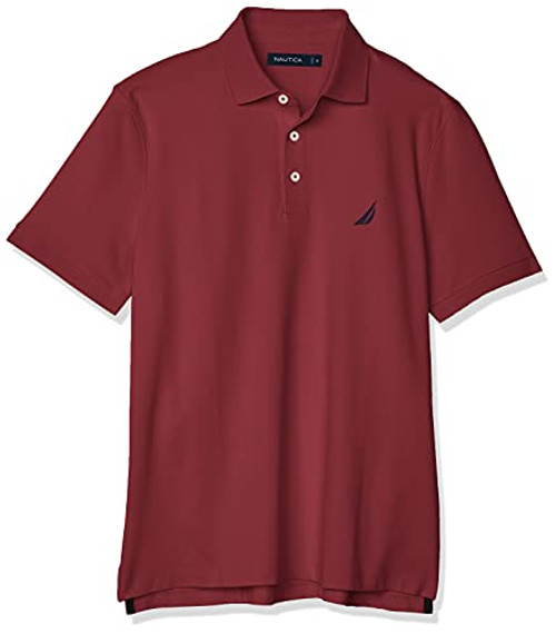 Nautica Men's Short Sleeve Solid Stretch Cotton Pique Polo Shirt, Barolo, Medium