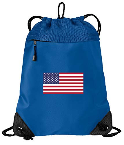 UNIQUE American Flag Drawstring Backpack USA Flag Cinch Bag - COOL MESH  and  MICROF