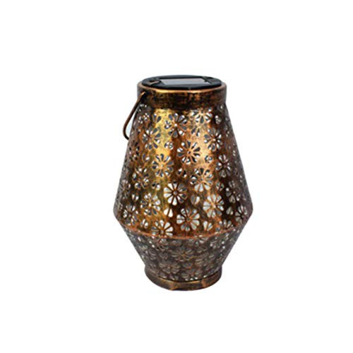 Retro Solar Lantern Lights, Hanging or Table LED Garden Hollow Out Solar Lantern Outdoor, Bronze Waterproof Lantern for Patio, Courtyard, Party Decorations