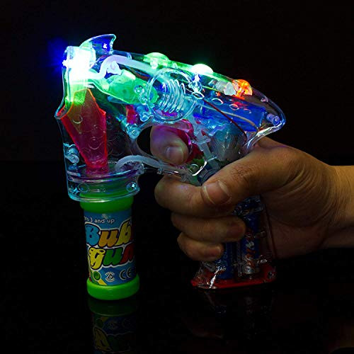 Fun Central 3 Packs - LED Light Up Transparent Bubble Blaster - Bubble Gun Blower for Kids with 3 Refill Bottles