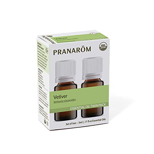 Pranarom - Vetiver Essential Oil -2-Pack of 5ml- - 100 percent Pure Natural Therapeutic Grade Essential Oil for Diffusing, Skincare, and Wellness | USDA and ECOCERT Certified Organic