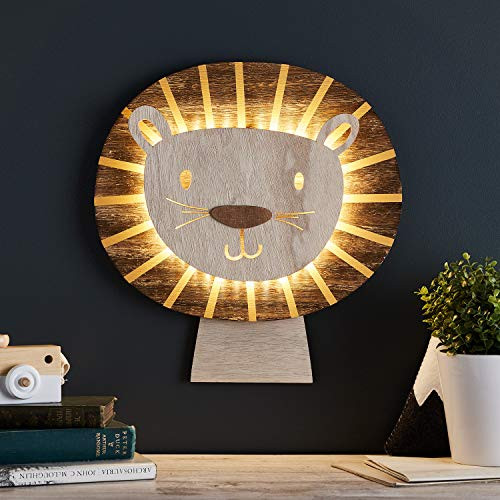 Lights4fun, Inc. Lion Battery Operated LED Kids Bedroom Wall Night Light with Remote Control