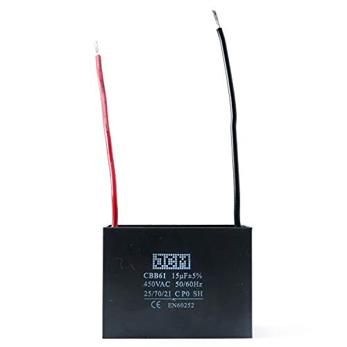 JCM 2 Wire Ceiling Fan Capacitor 15uF 450VAC CBB61