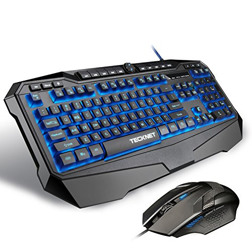 TeckNet Gaming Keyboard and Mouse Gryphon Pro LED Backlit Illuminated Programmable Mecha-Membrane Wired Gaming Mouse and Keyboard Set, Spill-Resistant Design, US Layout TeckNet Gaming Keyboard and Mouse Gryphon Pro LED Backlit Illuminated Programmable Mecha-Membrane Wired Gaming Mouse and Keyboard Set, Spill-Resistant Design, US Layout