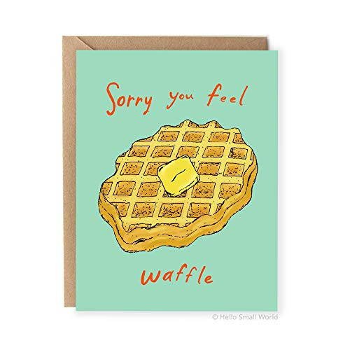 Funny Get Well Card, Cute Get Well Cards, Food Pun, Pun Card, For Husband, Boyfriend, Girlfriend, Wife, For Her, Him, Feel Better Soon, Blank Card, Sorry You Feel Waffle, Punny Cards