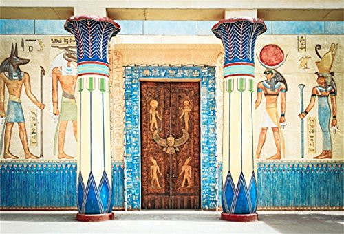 AOFOTO 8x6ft Ancient Egyptian Mural Backdrop Photography Old Fresco History Civilization Background Egypt Royal Temple Holy Palace Stone Gate Pillars Wall Painting Photo Shoot Studio Props Vinyl