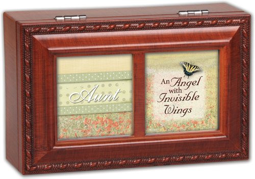 Cottage Garden Aunt an Angel with Invisible Wings Woodgrain Rope Trim Jewelry Music Box Plays Wonderful World Cottage Garden Aunt an Angel with Invisible Wings Woodgrain Rope Trim Jewelry Music Box Plays Wonderful World