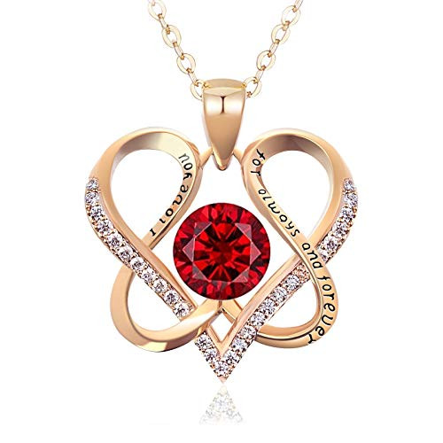 DYD Love Heart Necklaces for Women, Forever Love Heart Necklace, Gold Plated January Birthstone Pendant Necklaces for Women with 5A Cubic Zirconia, Birthday Jewelry Gifts for Mom Women Wife Girls DYD Love Heart Necklaces for Women, Forever Love Heart Necklace, Gold Plated January Birthstone Pendant Necklaces for Women with 5A Cubic Zirconia, Birthday Jewelry Gifts for Mom Women Wife Girls