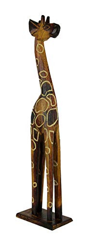 Things2Die4 Hand Crafted Wood Spot Burned Standing Giraffe Statue