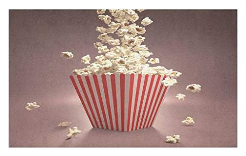 Lunarable Retro Doormat, Retro Style Popcorn Art Image Cinema Movie Theater Theme in Classical Display, Decorative Polyester Floor Mat with Non-Skid Backing, 30" X 18", Pale Orange White