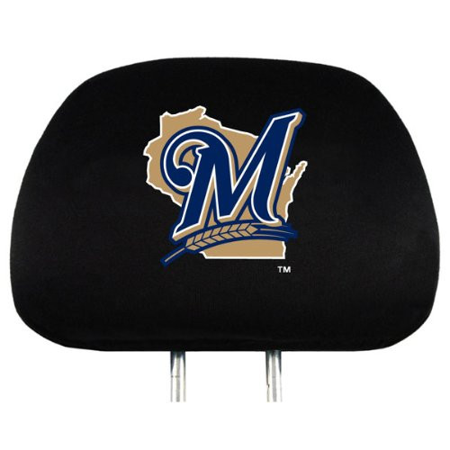 MLB Milwaukee Brewers Head Rest Covers, 2-Pack