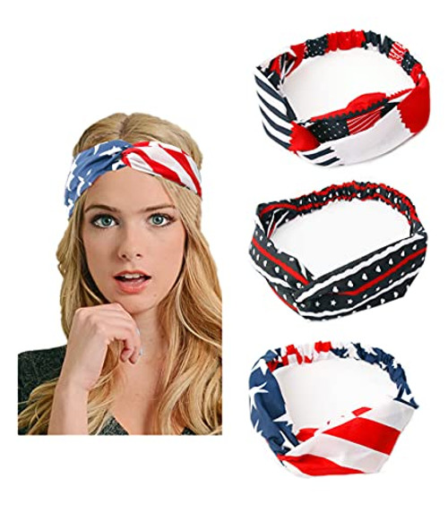 3 Pieces American Flag Headbands Red White Stars Stripes USA Non Slip Head Wrap Patriotic Elastic Hair Bands for Women 4th of July Decorations 3 Pieces American Flag Headbands Red White Stars Stripes USA Non Slip Head Wrap Patriotic Elastic Hair Bands for Women 4th of July Decorations