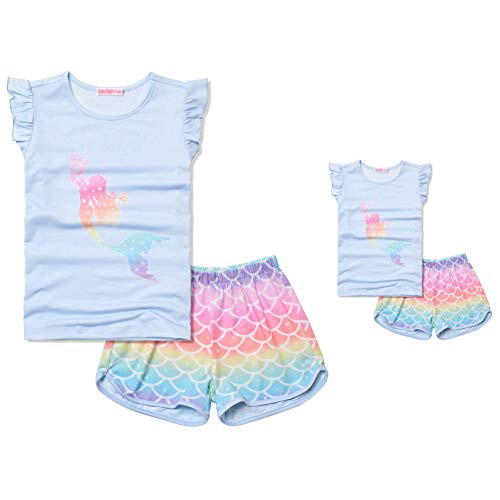 CHILDRENSTAR Mermaid Pjs Matching Dolls and Girls Pajama Sets Cotton American Girls Sleepwear,Size 6 7 CHILDRENSTAR Mermaid Pjs Matching Dolls and Girls Pajama Sets Cotton American Girls Sleepwear,Size 6 7