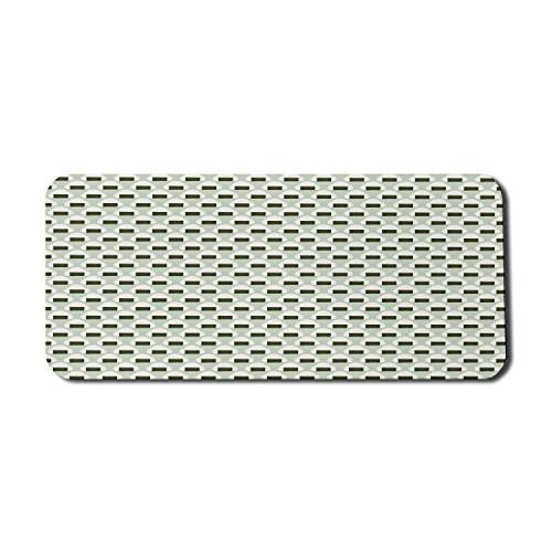 Ambesonne Abstract Computer Mouse Pad, Onigiri Japanese Rice Balls Pastel Snack Hipster Cuisine Illustration, Rectangle Non-Slip Rubber Mousepad X-Large, 35" x 15" Gaming Size, Pale Green Dark Green