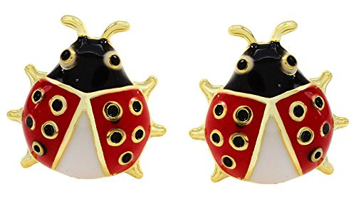 AFFY Jewelry Multi-Color Enamel Lady Bug Stud Earrings in 925 Sterling Silver AFFY Jewelry Multi-Color Enamel Lady Bug Stud Earrings in 925 Sterling Silver