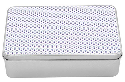 Ambesonne Retro Tin Box, Repetitive Concentric Semi Circles Shapes in Ornamental Design and Vintage Style, Portable Rectangle Metal Organizer Storage Box with Lid, 7.2" X 4.7" X 2.2", Multicolor