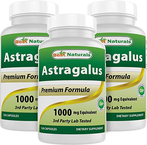 Best Naturals Astragalus Capsule, 1000 mg, 120 Count - Pack of 3 -