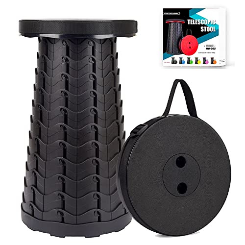Upgraded Telescopic Stool Lightweight Yet More Sturdy Foldable Stool with Load Capacity 400lbs Portable Collapsible Stool for Adults Indoor Outdoor Activity -Black-