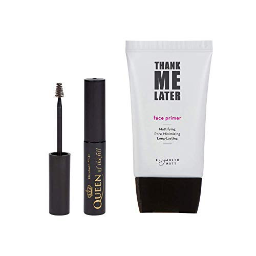 Elizabeth Mott Bundle: Queen of the Fill Tinted Brow Gel Filler -Black- AND Thank Me Later Face Primer -Matte- - Cruelty Free