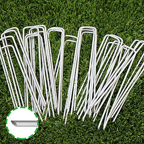 6 Inch Garden Stakes Galvanized Landscape Staples, U-Type Turf Staples for Artificial Grass, Rust Proof Sod Pins Stakes for Securing Fences Weed Barrier, Outdoor Wires Cords Tents Tarps, 200 Pcs