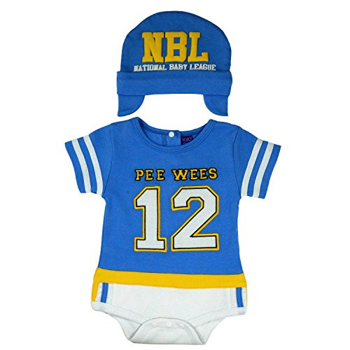 Sozo Baby Boys Football Bodysuit  and  Cap Set, Blue/White/Yellow, 3-6 Months
