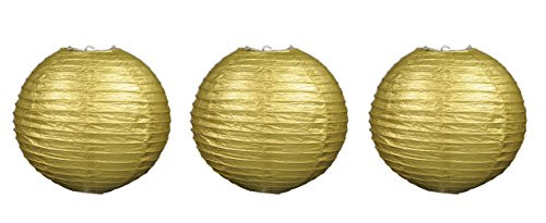 Beistle 54570-GD 3 Piece 9.5" Paper Lanterns, Gold