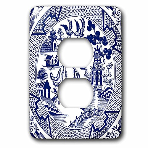 3dRose -lsp-262242-6- 2 Plug Outlet Cover Willow Pattern Detail in Blue and White