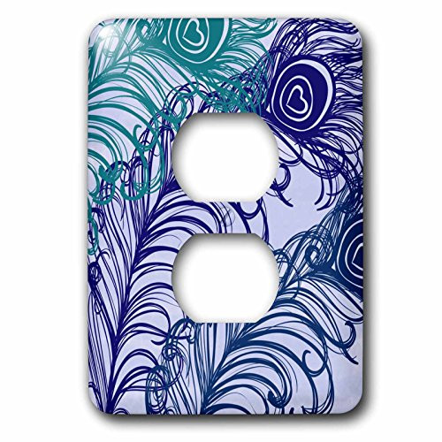 3dRose PS Creations - Pretty Peacock Feathers - Birds - Art - 2 plug outlet cover -lsp-63647-6-