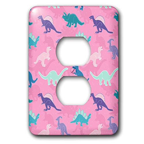 3dRose Dreamy Dinosaurs Pink Pattern - Light Switch Covers -lsp-328183-6-