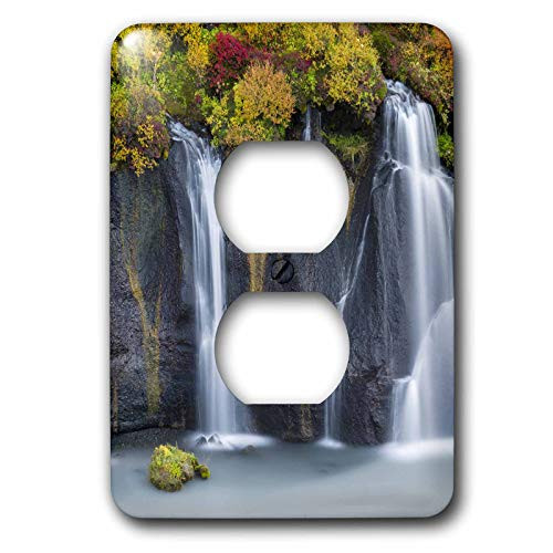 3dRose Waterfall Hraunfossar with foliage during fall. - Light Switch Covers -lsp-330147-6-