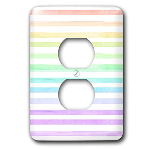 3dRose Pretty Pastel Rainbow Image Of Watercolor Stripes - Light Switch Covers -lsp-342205-6-