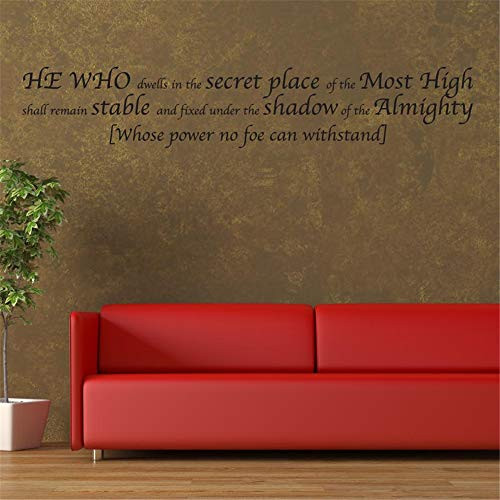 Anyet Wall Decal He who Dwell in The Secret Place of The Most high Shall Remain Stable Bible Verse Scripture Wall Sticker Decor
